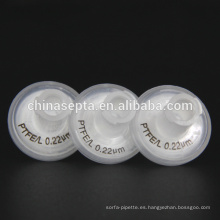Filtros de jeringa de 25 mm PTFE PP hidrófilo 0.22um Tamaño de poro para uso por inyección